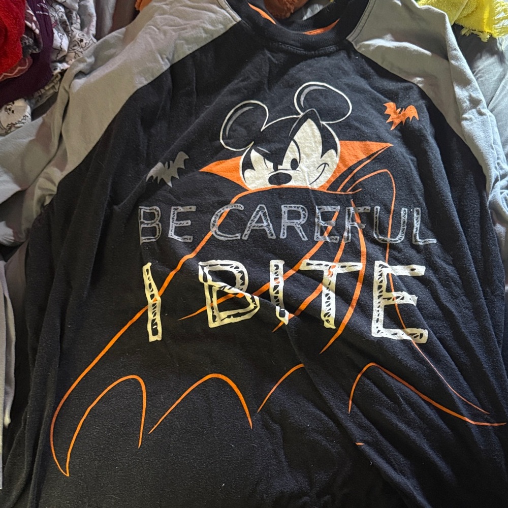 Disney Black and Gray Mickey Halloween Pajama Top and bottom set